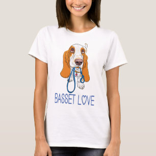 Camiseta Presente de Amante de Cachorro Fofo Cartoon Basset