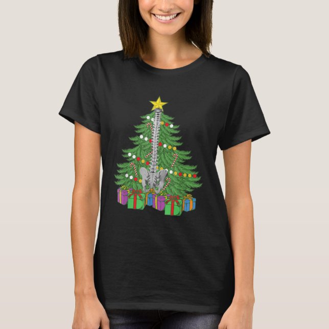 Camiseta Presente de Anatomia da Árvore de Natal Chiropráti (Frente)