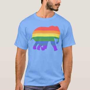Camiseta Presente de Animal Colorido LGBT Elefante Cores