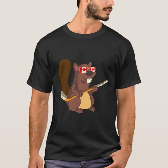 Camiseta Presente de Animal Fofo Canadense Castor Folha de  (Frente)