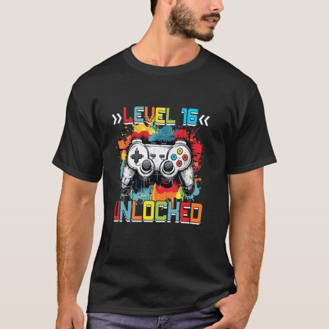 Camiseta Presente de Aniversário de 16 Anos de Video Game D (Frente)