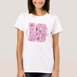 Camiseta Presente de Aniversário de 16 Anos Doce Floral Ros