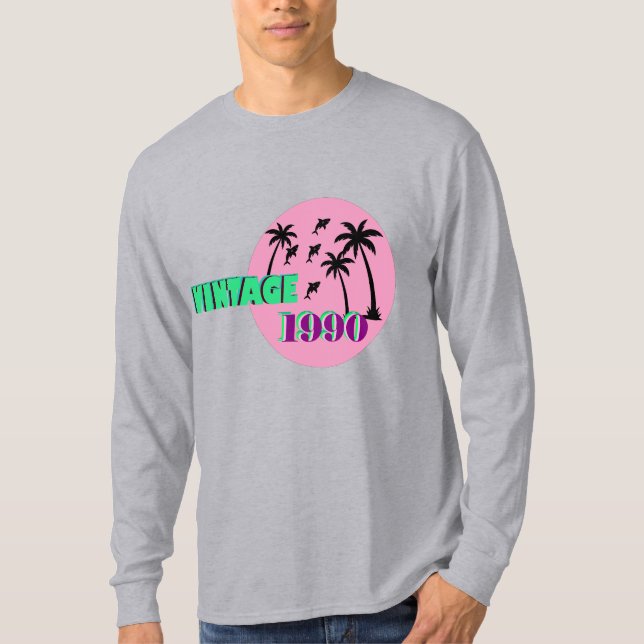 Camiseta Presente de Aniversário de 1990 Retrô (Frente)