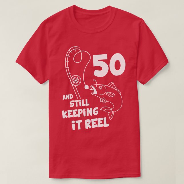 Camiseta Presente de aniversário de 50 dias de pesca (Frente do Design)