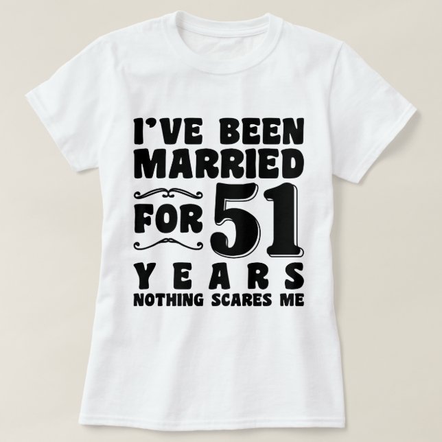 Camiseta Presente de Aniversário de 51 Anos de Casados (Frente do Design)
