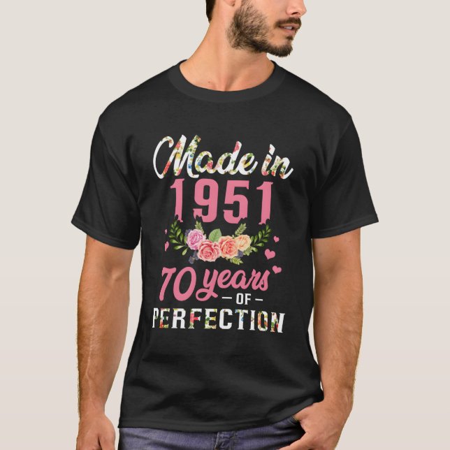 Camiseta Presente De Aniversário De 70 Feita Em 1951 70 Ano (Frente)