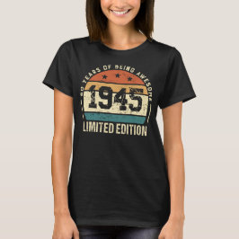 Camiseta Presente de Aniversário de 80 anos Vintage 1945 Re