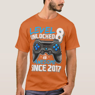 Camiseta Presente de Aniversário de 8 Anos para Menino Níve