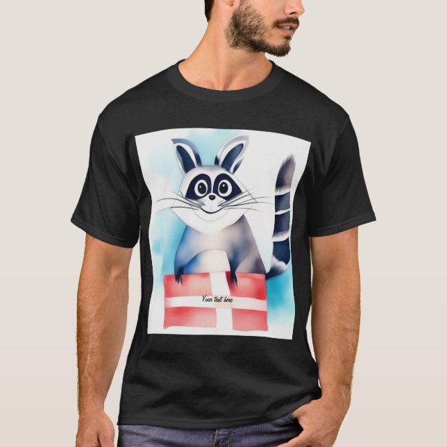 Camiseta presente de aniversário de guaxinim bonito (Frente)