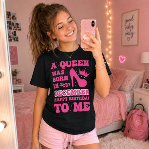 Camiseta Presente de Aniversário de Menina de Dezembro Rosa