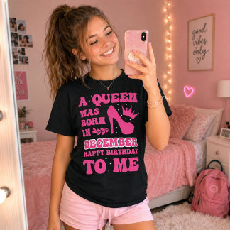 Camiseta Presente de Aniversário de Menina de Dezembro Rosa