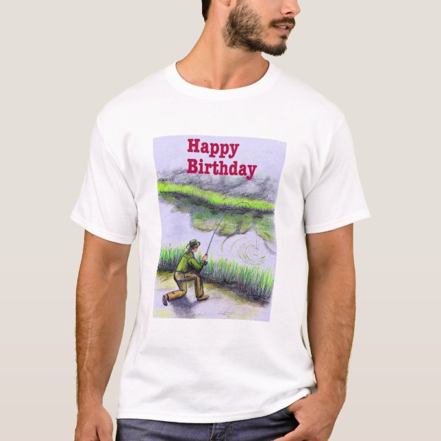 Camiseta Presente de aniversário de pesca (Frente)