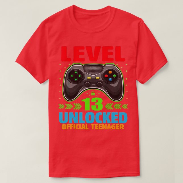 Camiseta Presente de aniversário de vídeo de 13 desbloquead (Frente do Design)