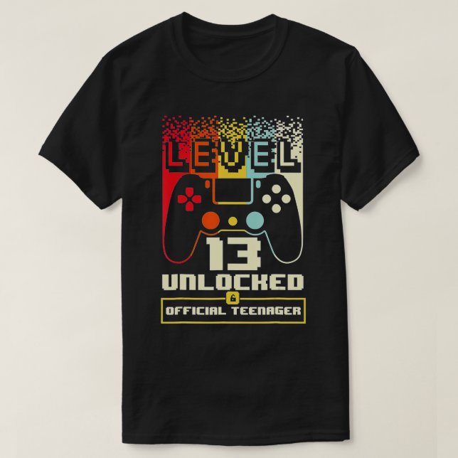 Camiseta Presente de aniversário de vídeo de 13 desbloquead (Frente do Design)