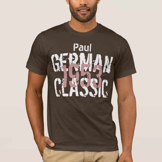 Camiseta Presente de aniversário do clássico 1953 alemão (Frente)