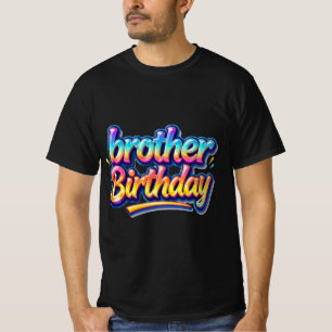 Camiseta Presente de Aniversário do Irmão Texto Colorido Ar