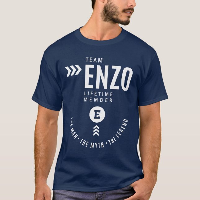 Camiseta Presente de Aniversário do Nome Personalizado Enzo (Frente)