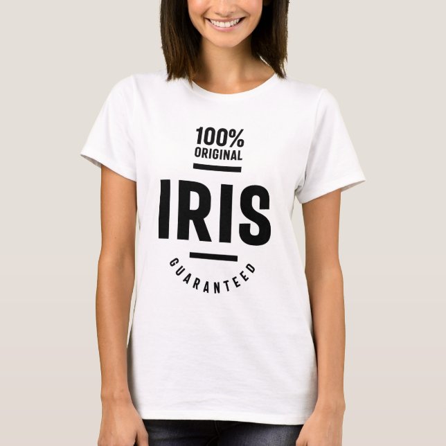 Camiseta Presente de Aniversário do Nome Personalizado Iris (Frente)