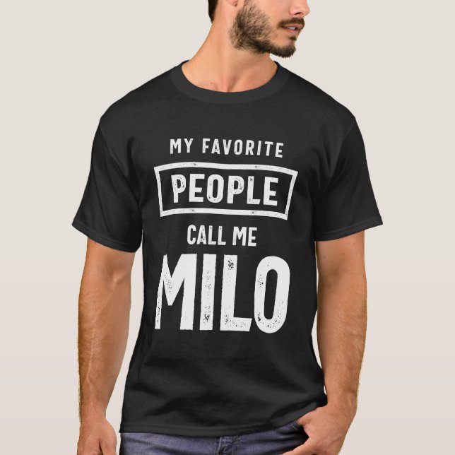 Camiseta Presente de Aniversário do Nome Personalizado Milo (Frente)