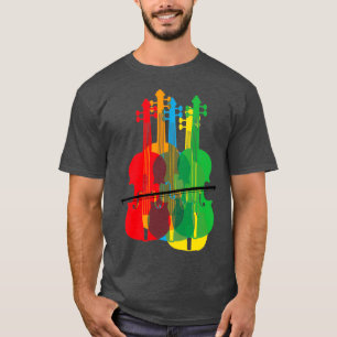 Camiseta Presente De Aniversário Para Violinos Multicolorid