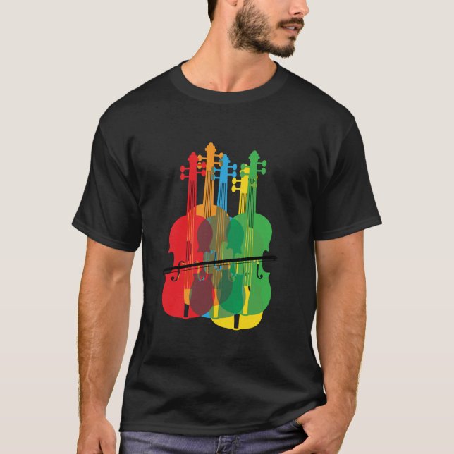 Camiseta Presente De Aniversário Para Violinos Multicolorid (Frente)