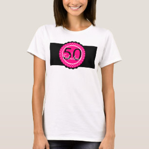 Camiseta Presente de Aniversário Quinquagésimo Rosa Choque 
