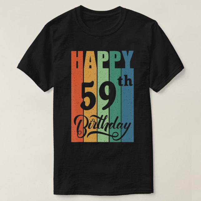 Camiseta Presente de aniversário retrô para 59 anos feliz 5 (Frente do Design)