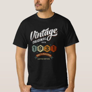 Camiseta Presente de Aniversário Vintage 1931 Envelhecido à