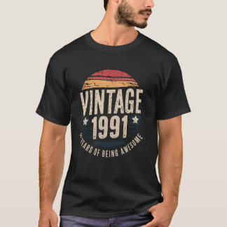 Camiseta Presente de Aniversário Vintage 1991 34 Anos Sendo