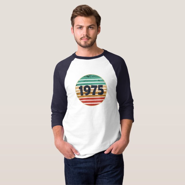 Camiseta Presente de aniversário vintage de 1975 (Frente Completa)