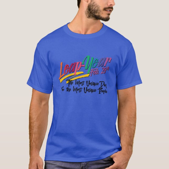 Camiseta Presente de Ano Leap para celebrações do Ano Leap, (Frente)