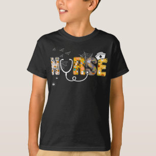 Camiseta Presente de aranha Enfermeira De Halloween Com A
