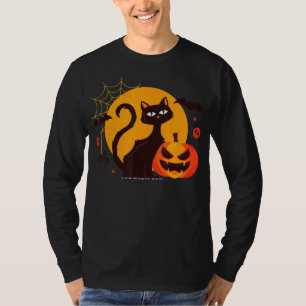 Camiseta Presente de aranha Pumpkin Preto De Gato Hallowe