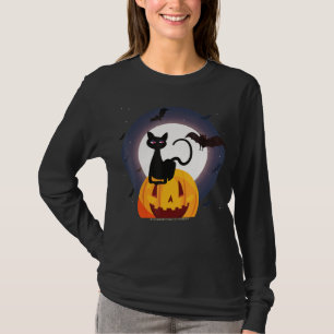 Camiseta Presente de aranha Pumpkin Preto De Gato Hallowe