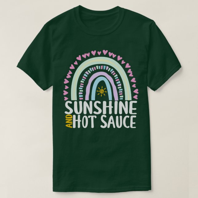 Camiseta Presente de Arco-Íris Cuto e Molho Quente para Mul (Frente do Design)