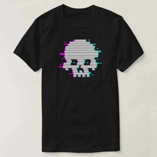 Camiseta Presente de Arte de Crânio Pixel 3D para Gamer (Frente do Design)