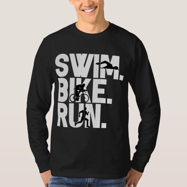 Camiseta Presente de atletismo Triathlon Run natação Bike (Frente)