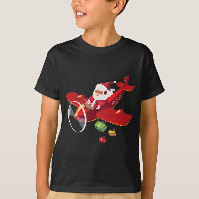 Camiseta Presente de Avião Voador do Piloto Papai Noel de N (Frente)