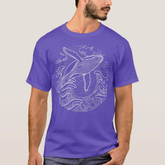 Camiseta Presente de baleia Ondas oceânicas Ondas de baleia