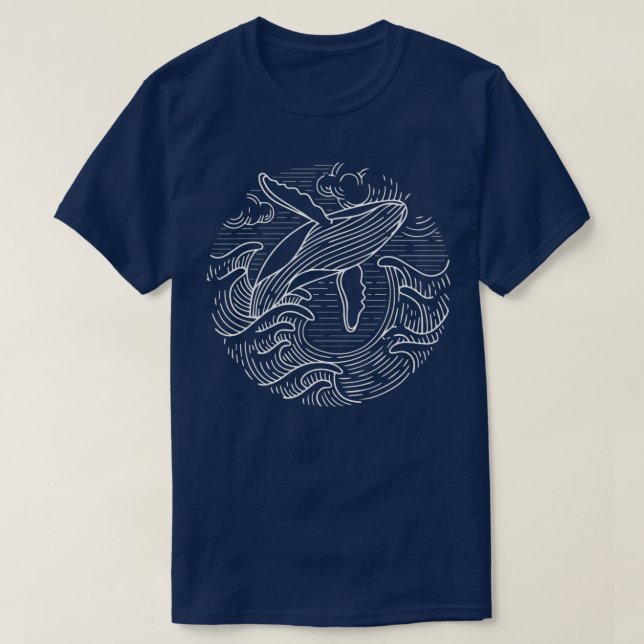 Camiseta Presente de baleia Ondas oceânicas Ondas de baleia (Frente do Design)
