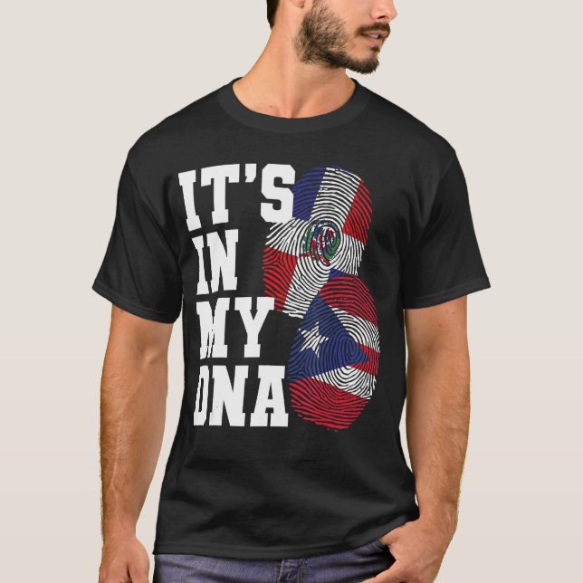 Camiseta Presente De Bandeira De DNA Dominicana E Porto Ric (Frente)