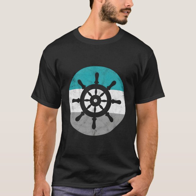 Camiseta Presente De Barco Retro Para Homens Meninas (Frente)
