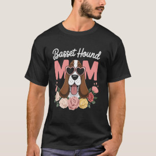 Camiseta Presente de Basset Hound Mamãe Cão Floral