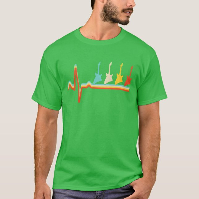 Camiseta presente de batimento cardíaco retrô de rock (Frente)