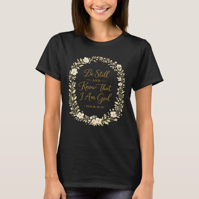 Camiseta Presente de Bíblia com Design de Fé Floral Delicad (Frente)
