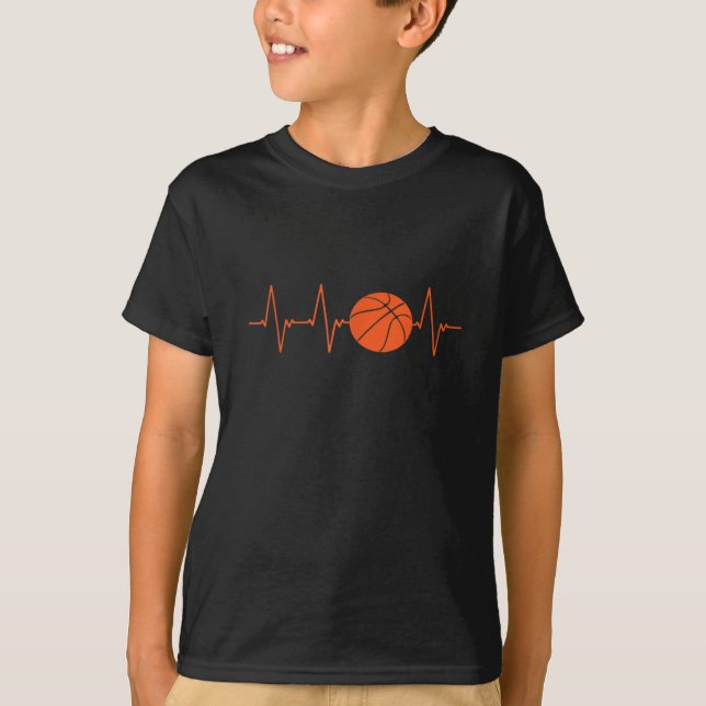 Camiseta Presente de bola de batimento cardíaco de basquete (Frente)