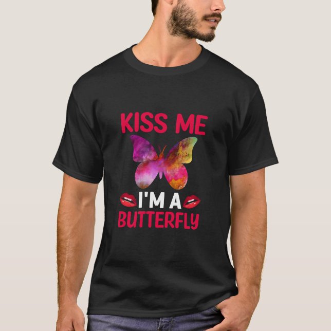 Camiseta Presente de borboleta | Beije-Me Sou Uma Borboleta (Frente)