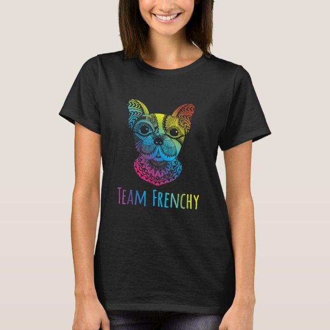 Camiseta presente de buldogue francês de cor arco-íris (Frente)