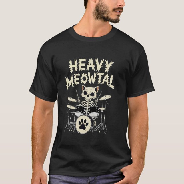 Camiseta Presente de Cabeça Pesada de Meowtal para Baterist (Frente)