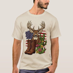 Camiseta Presente de Caçador de Botas de Cowboy da Bandeira